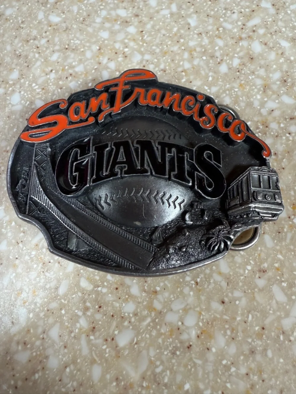 Limited Edition Vintage 88 San Francisco Giants Belt Buckle Black Orange Script